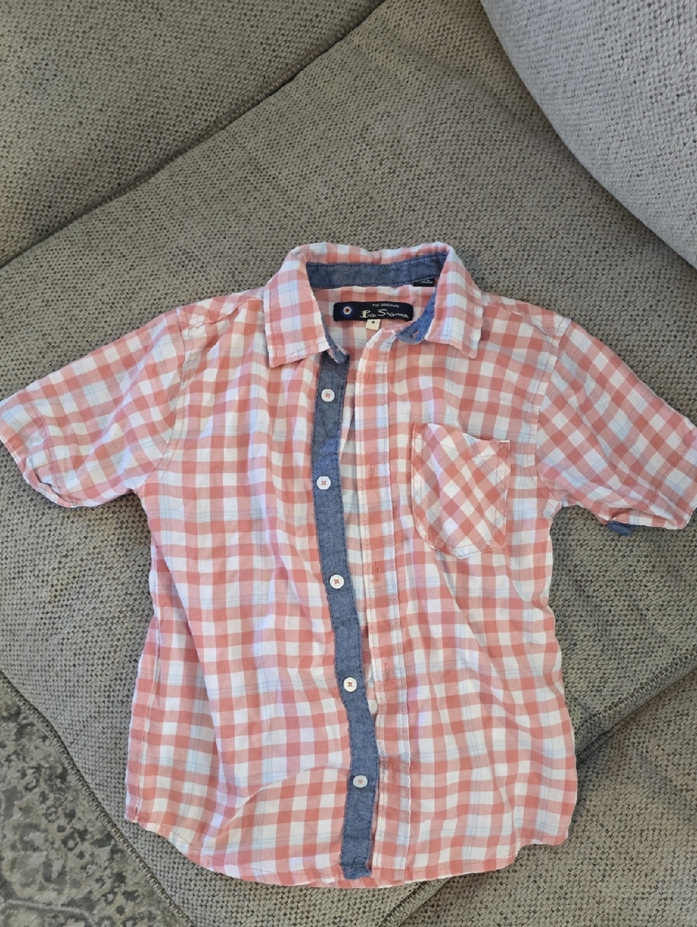 Ben Sherman Pink and White Gingham Button-Down Shirt
